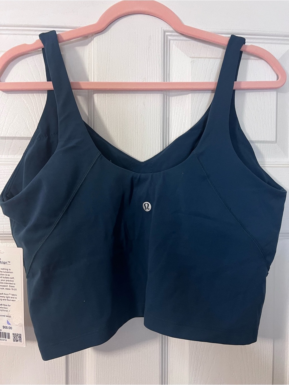 #509 Lululemon Align Tank A/B Cup Nulu Cropped Tank Top Sz 14 Indochine Blue NWT - Picture 3 of 6